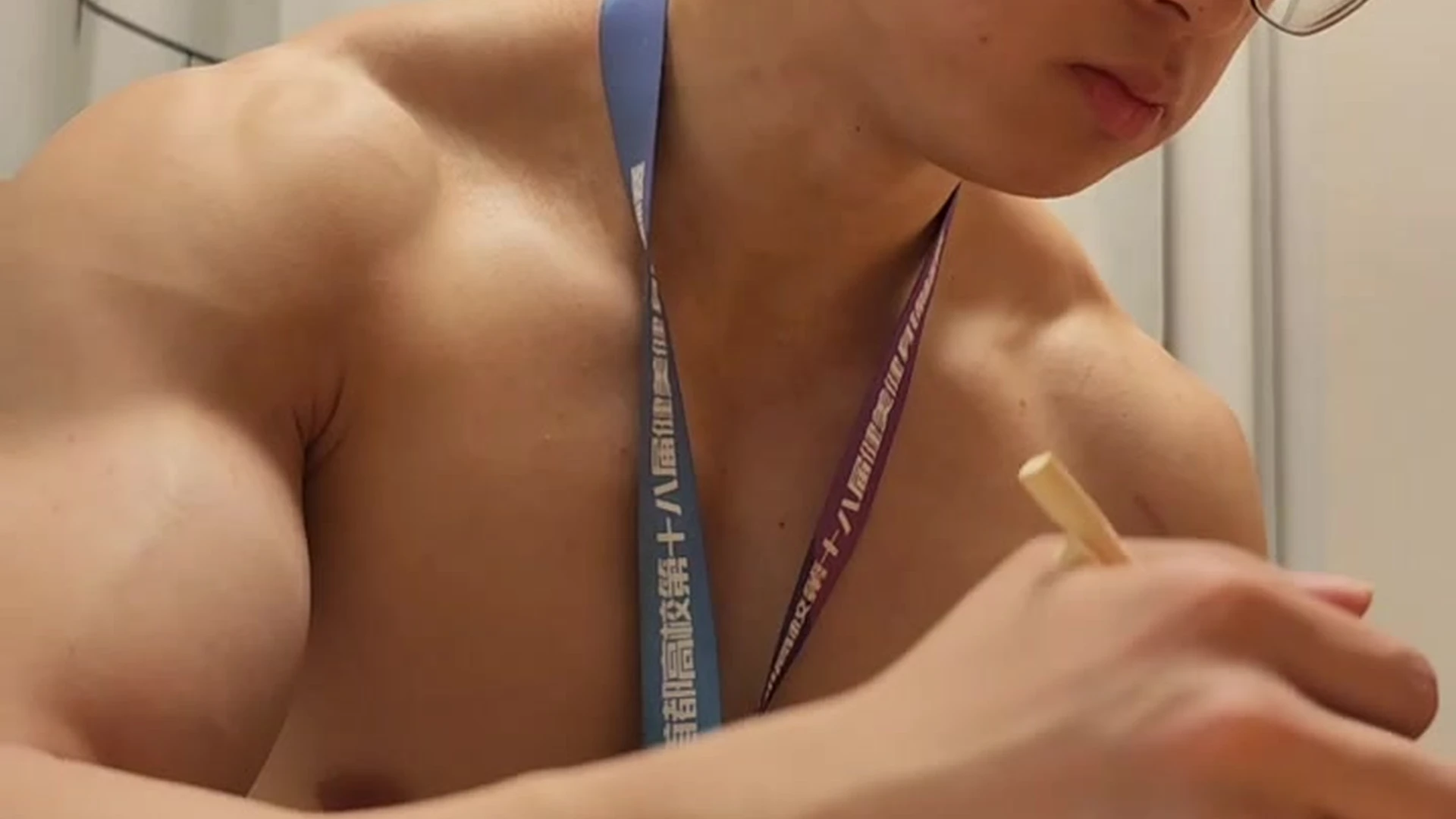 151 Asian Bodybuilder plays with his ass