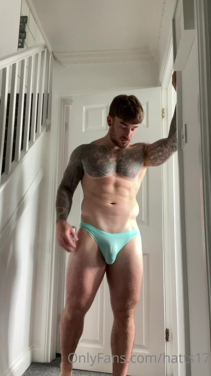 adorable masturbating personal trainer Chris Hatton nude cock